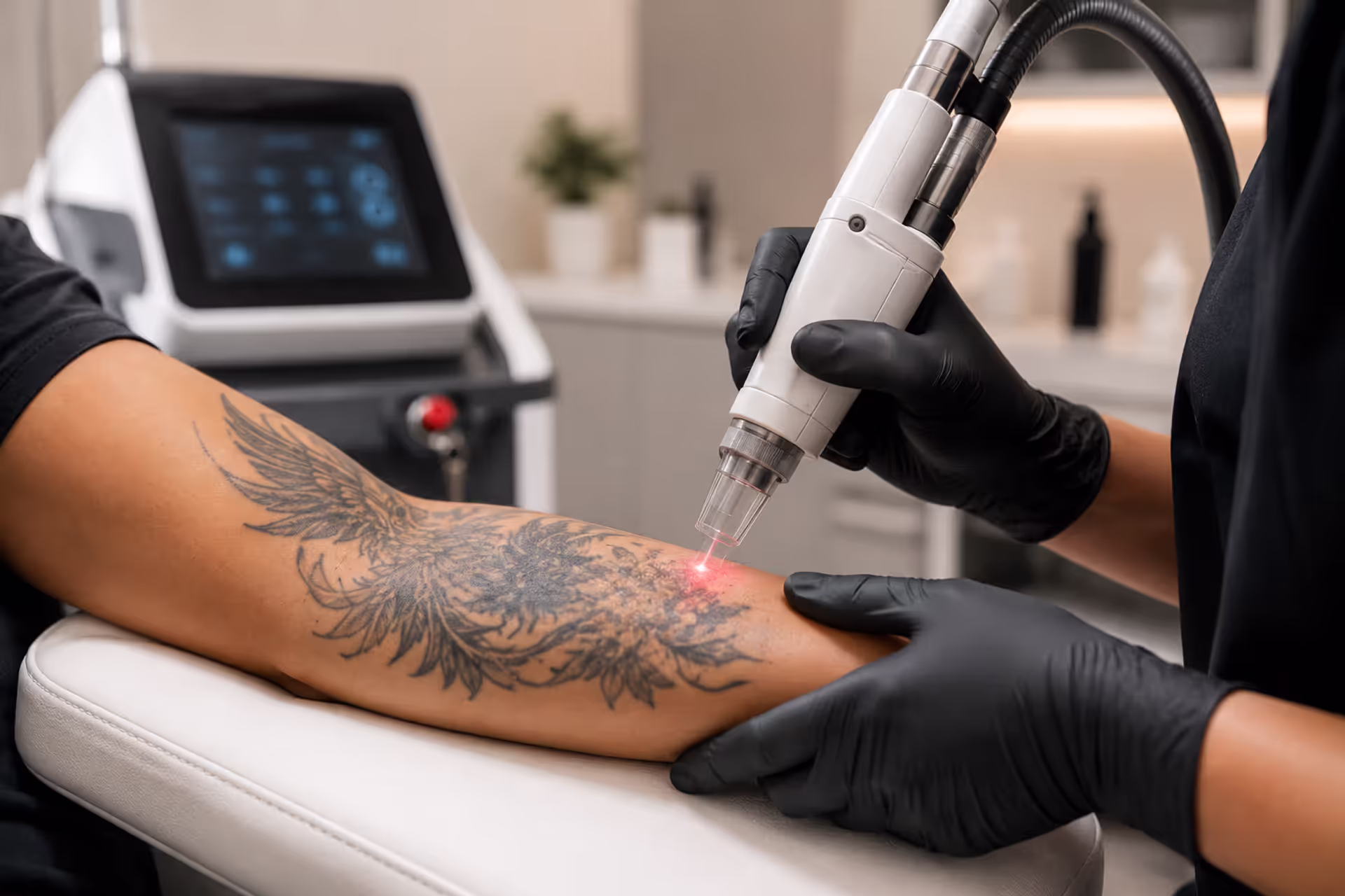 Professional Laser Tattoo Removal Procedure in Modern Dermatology Clinic