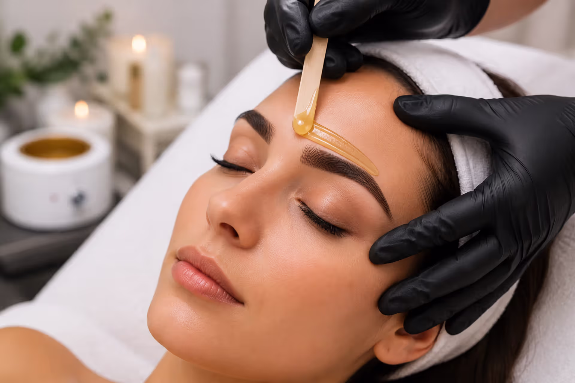 Professional Eyebrow Waxing and Brow Shaping Treatment in Beauty Salon