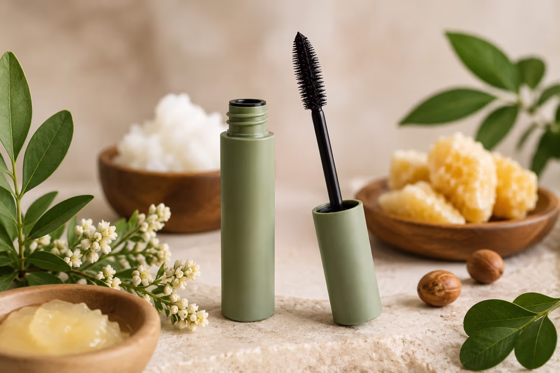 Natural Clean Mascara with Botanical Ingredients and Minimalist Beauty Aesthetic
